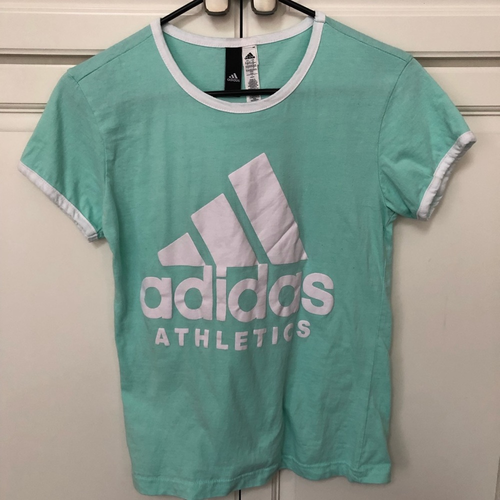 Adidas trefoil mint green tee shirt